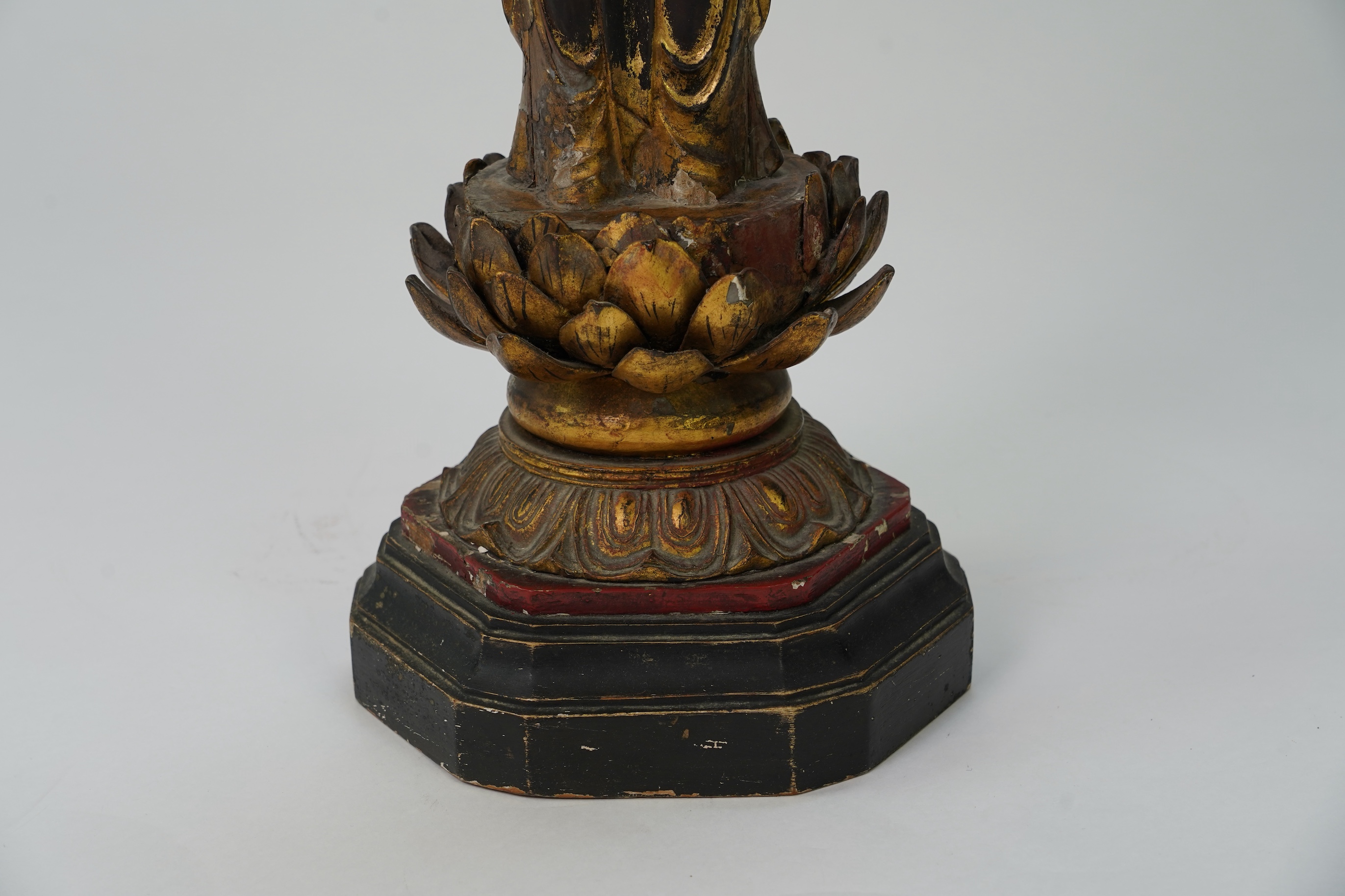 A tall Japanese giltwood standing figure of Kannon, 19th century